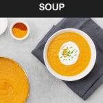 Pinterest graphic with text and a photo of vegetable and bean soup