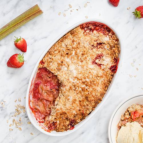 Strawberry and Rhubarb Crumble (Gluten Free & Low FODMAP) Blue Sky Eating