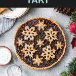 Pinterest graphic with text and a photo of a mincemeat tart