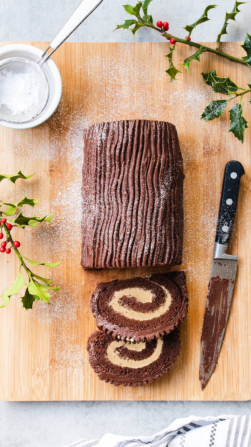 Chocolate & Salted Caramel Yule Log Blue Sky Eating