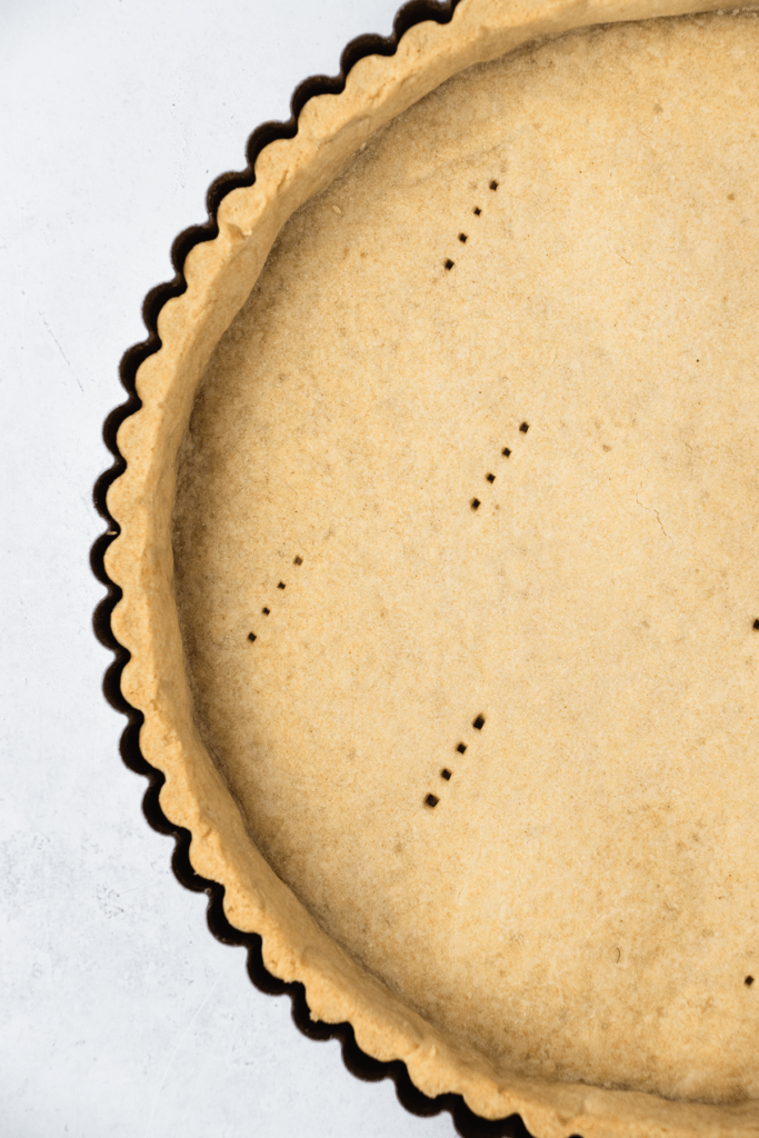 Top down close up view of a gluten free sweet pastry pie crust